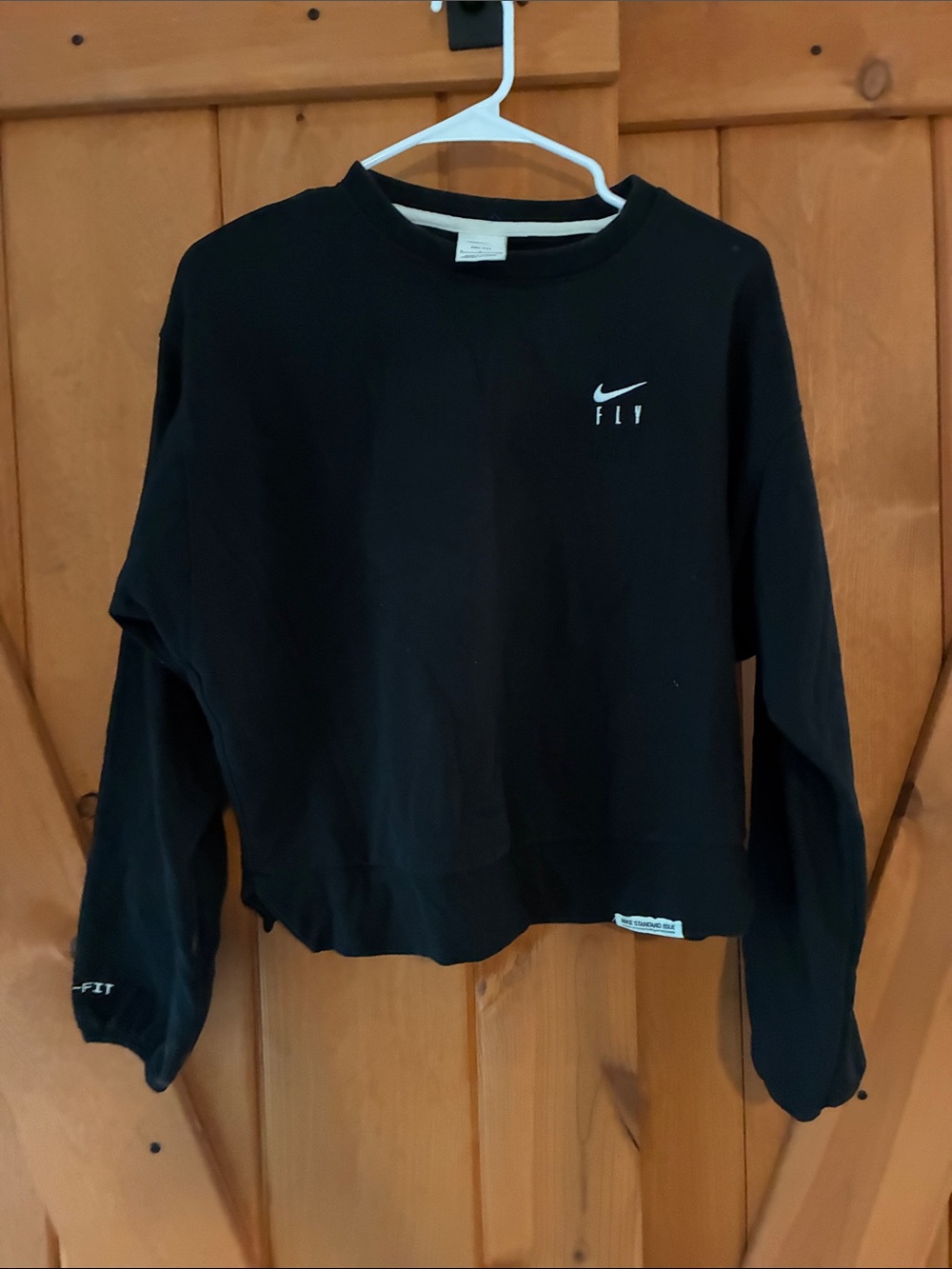 Nike Standard Issue Women’s Cropped Black 'Fly' Crew Neck Sweater